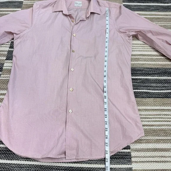 Paul Smith Shirt Mens 16 Pink Long‎ Sleeve Made in Italy Artist Stripe Cuffs